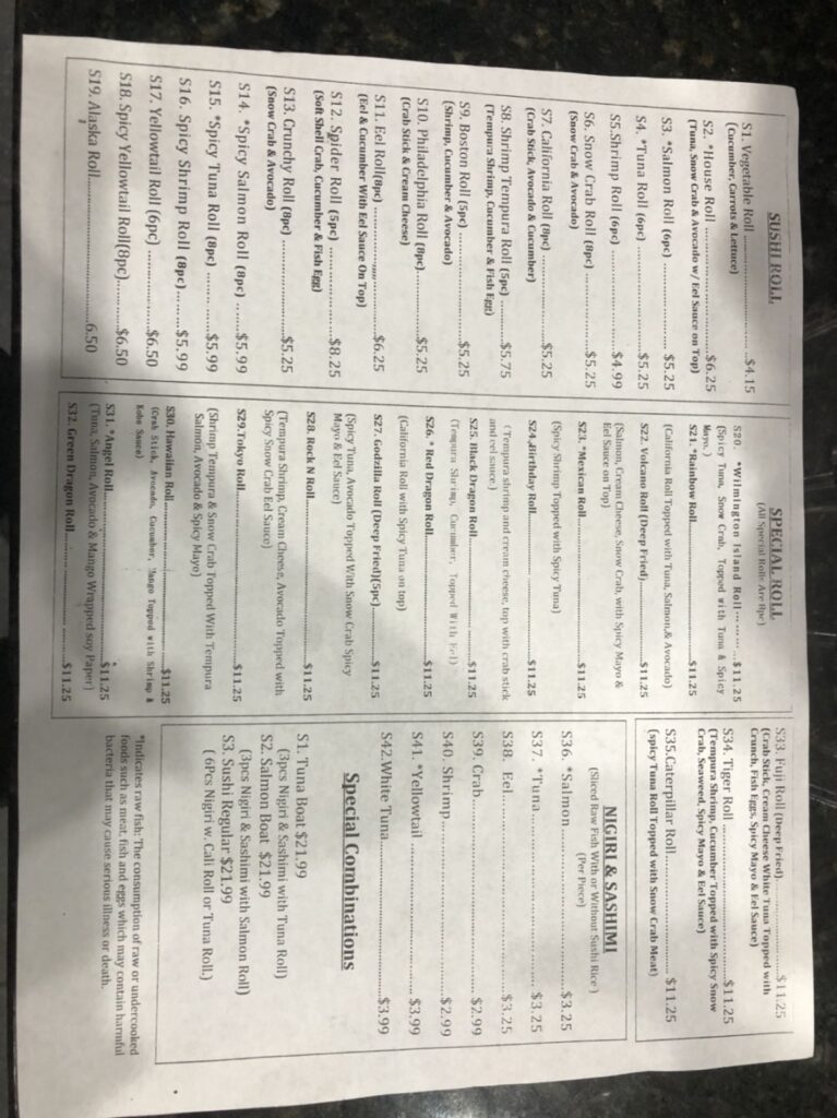 Kobe Sushi & Hibachi Wilmington island Menu 2